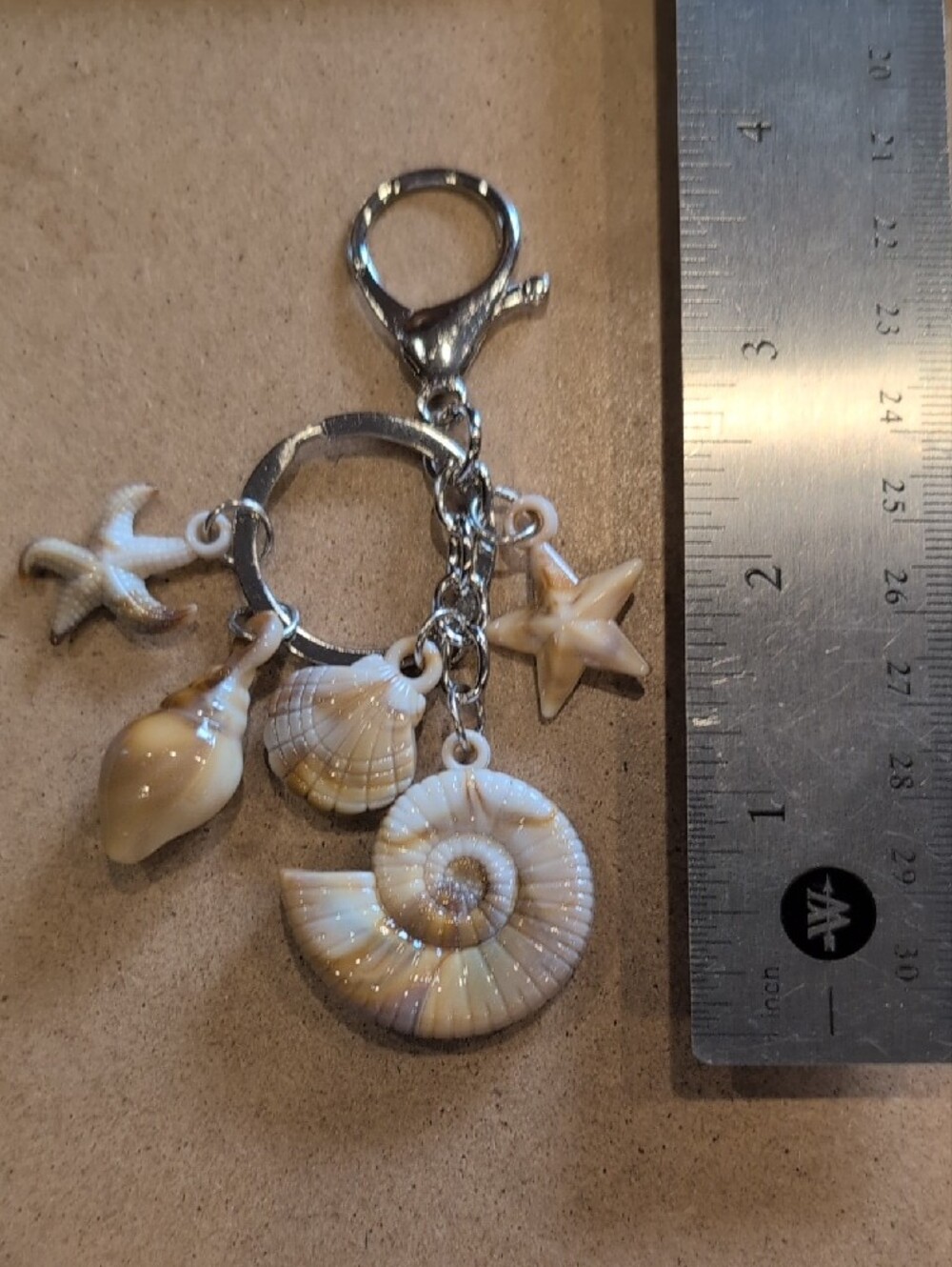 Seashell Charm Keychain Bag Charm with Starfish Accents - Picture 3 of 3